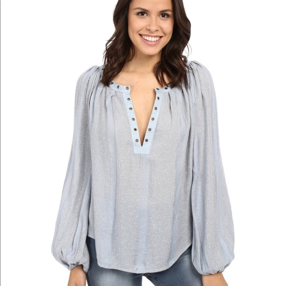 Free People Against The Odds Blue Blouse